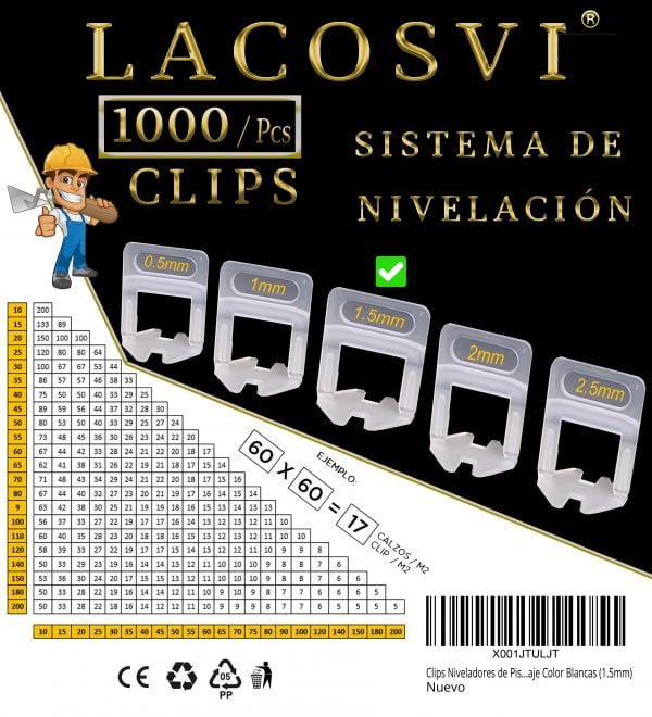 LACOSVI Sistema de Nivelación de Juntas 1.5mm Clips – Calzos