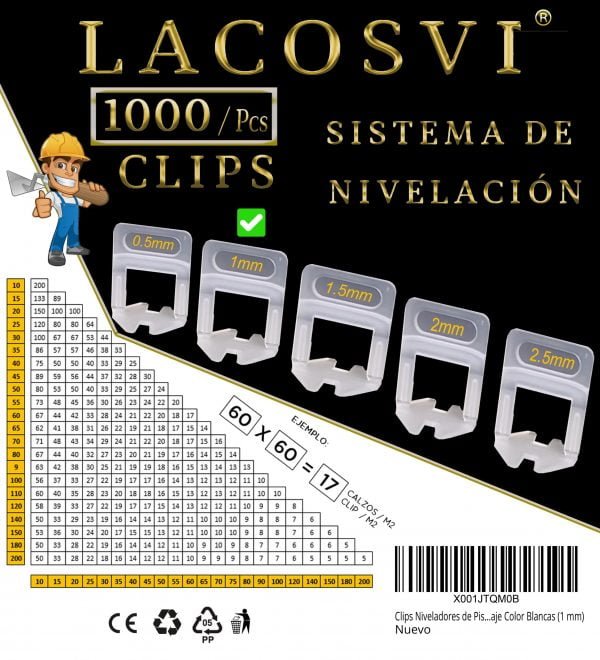 LACOSVI Sistema de Nivelación de Juntas 1mm Clips – Calzos