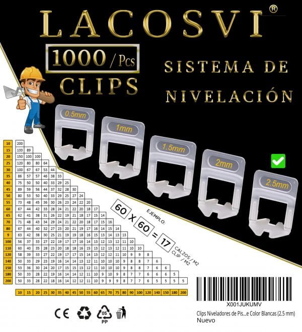 LACOSVI Sistema de Nivelación de Juntas 2.5mm Clips – Calzos