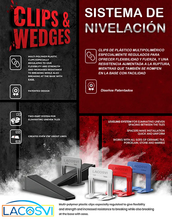 Clips y calzos de nivelación para la colocacion de suelos y pisos baldosas