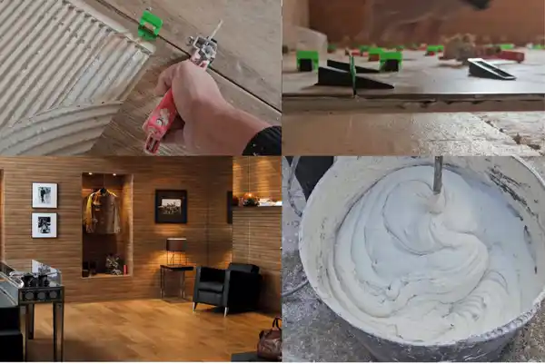 Nivelación profesional de baldosas en obra